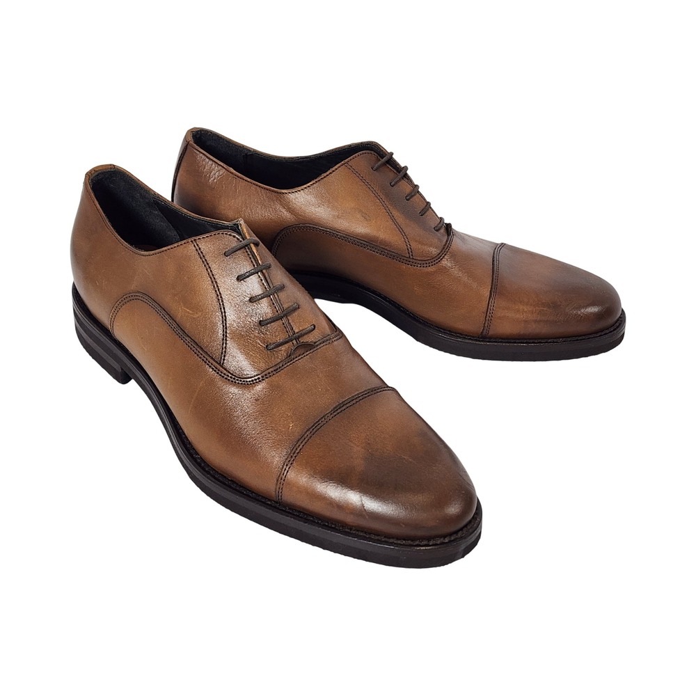 Martin Dingman Mens 13M Brown Leather Cap Toe Oxford Dress Shoes Made in Italy